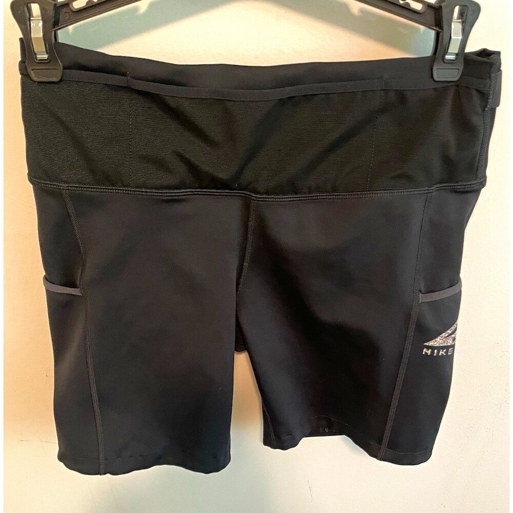 Nike Trail Dri-FIT Women’s Stretch Biker Shorts Mesh Pockets Drawstring Black M
